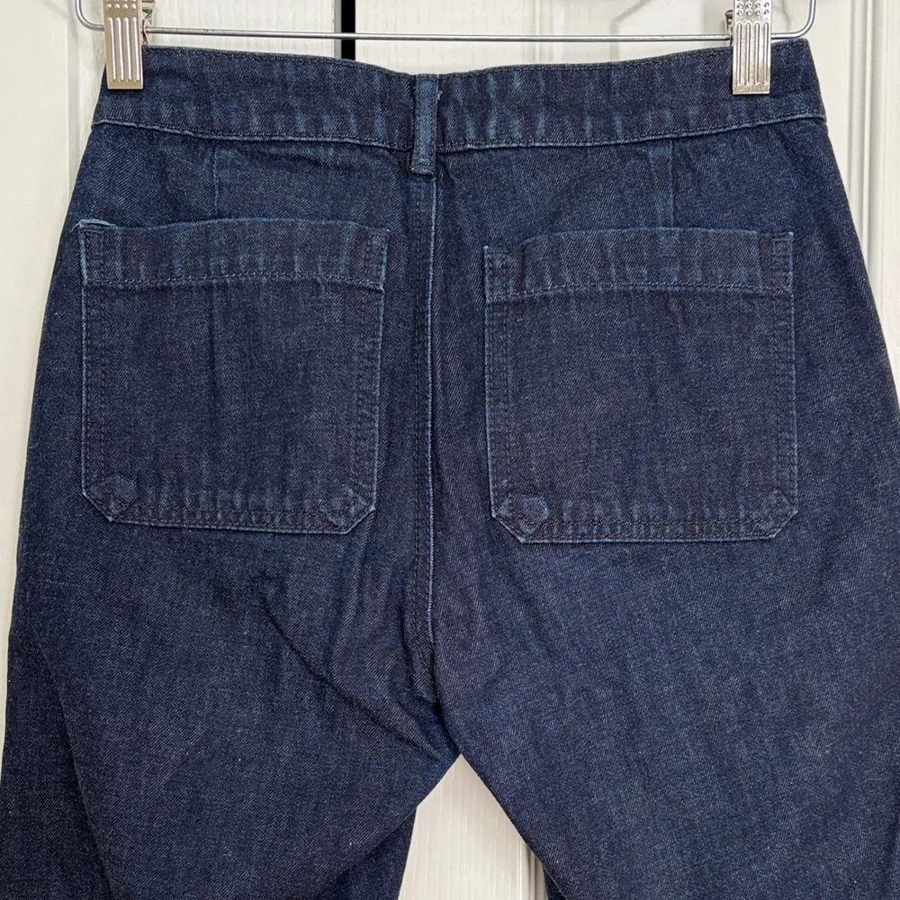 Tory Burch Dark Blue Wide Leg Cotton Denim Jeans 25